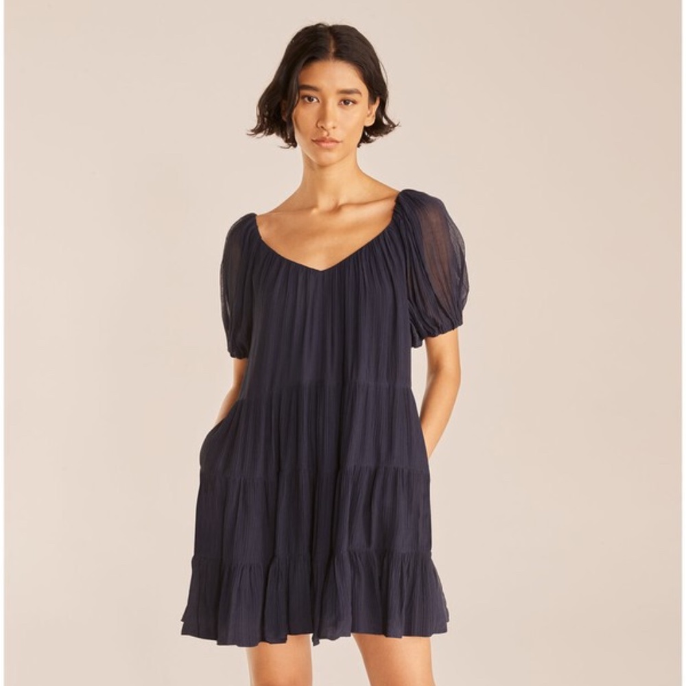 Rebecca Taylor Textured Sleeve Tiered Dress